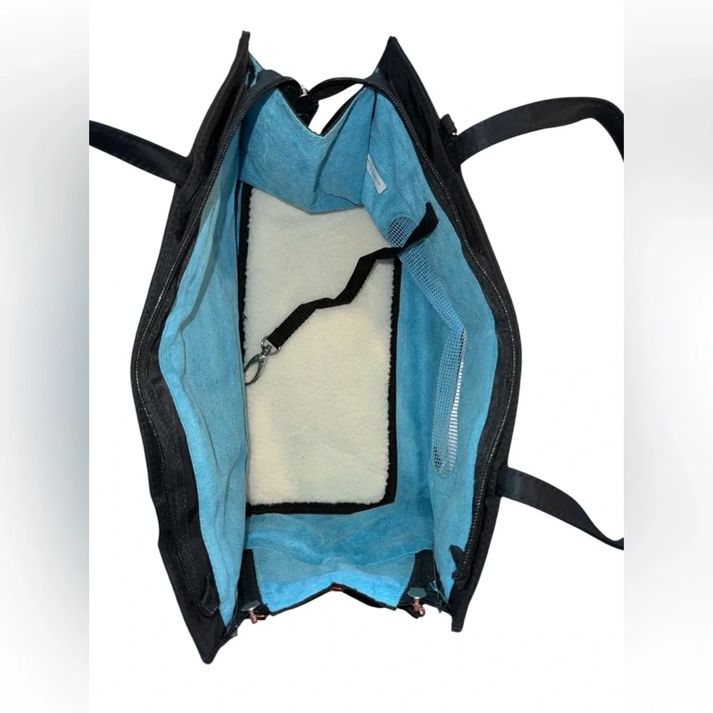 Black and Blue Satin Pet Travel “PRINCE” Bag with attached Coin Purse